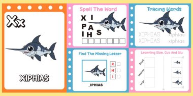 Çalışma kağıtları çocuklar için sevimli bir deniz hayvanı taşıyıcısı..