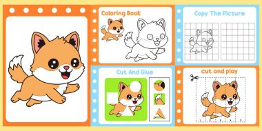 Çalışma kağıtları çocuklar için sevimli bir hayvan vektörü..