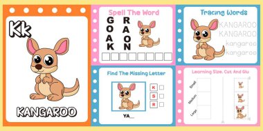 Çalışma kağıtları çocuklar için şirin bir kanguru taşıyıcısı..