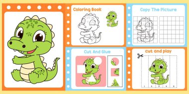 Çalışma kağıtları çocuklar için şirin bir timsah vektörü.