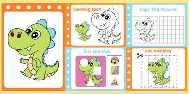 Çalışma kağıtları çocuklar için küçük bir dino vektörü.