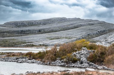 İrlanda 'nın Clare ilçesindeki Burren geopark karst simgesi