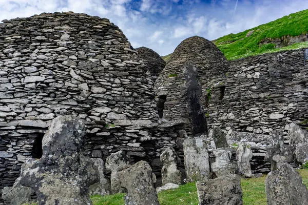 stock image Skellig Michael rock celtic monastic settlement on a sunny day in Ireland 