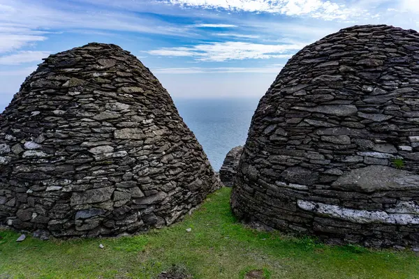 stock image Skellig Michael rock celtic monastic settlement on a sunny day in Ireland 