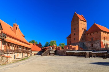 Trakai. Trakai island castle.Inner courtyard of the castle.