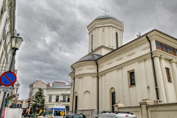 ルーマニアのブカレストにある聖デメトリウス教会 聖デメトリオス教会は自立した一身廊のバロック様式の教会で 西塔は一つ 東側は一つであった — ストック写真