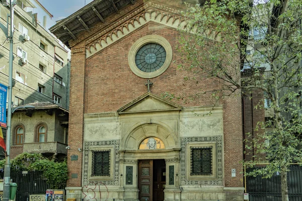 Bukareszt Rumunia Włoski Kościół Najświętszego Odkupiciela Bukareszcie Rumunia Neogotycka Budowla — Zdjęcie stockowe