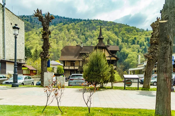 Синая Румыния Типичная Архитектура Немецким Влиянием Городе Карпат — стоковое фото
