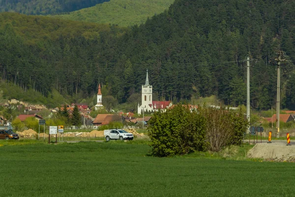 Kyrkan Rasnov Stad Nära Brasov Transsylvanienrumänien — Stockfoto