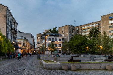 Bükreş, Romanya. St. Anton şehir meydanı yakınlarındaki eski tarihi binalar Piata Sfantul Anton eski şehir merkezinde Curtea Veche Eski Court yakınlarında.