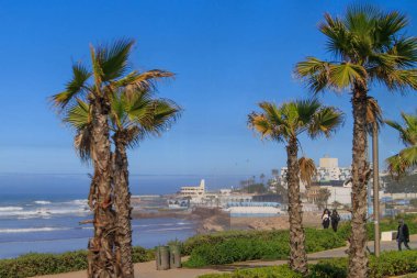Kazablanka, Fas. Atlantik Okyanusu kıyısındaki Diab plajı, Kazablanka 'nın kıyı bölgesi..