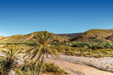 Ourika Vadisi, Anammer 'in çamur tuğlası köyü, Atlas Dağları, Marakeş-Tensift-Al Haouz, Fas
