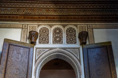 Marakeş, Fas. Bahia Sarayı 'nın mimari detayları, XIX yüzyılı.