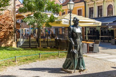 Zagreb, Croatia. Marija Juric Zagorka statue, was a Croatian journalist, writer and women's rights activist. She was the first female journalist in Croatia. clipart