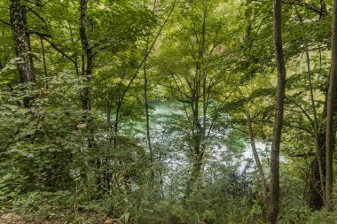 UNESCO Dünya Mirası içindeki en büyük göllerden biri olan Kozjak Gölü üzerindeki manzarada Hırvatistan 'ın Plitvice Gölleri Ulusal Parkı sıralandı.
