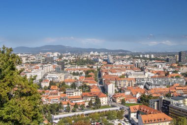 Ljubljana, Slovenya. Ljubljanski mezuniyet sitesinden resimli şehir manzarası