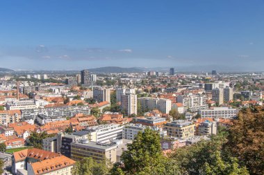 Ljubljana, Slovenya. Ljubljanski mezuniyet sitesinden resimli şehir manzarası