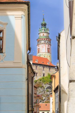 Çek Cumhuriyeti. Cesky Krumlov 'un Panoraması. Şehir UNESCO 'nun Dünya Mirası Bölgesi.