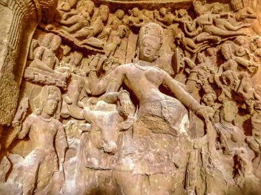 Shiva as Nataraja, god of dance in Elephanta Caves Elephanta Island, India