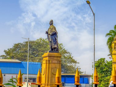 MUMBAI, Hindistan. Phiroz Shah Mehta BMC Belediye Binası 'ndan bir heykel. 1893 'te inşa edilmiş, Unesco mirası, İngiliz mimarisi ve tarihi bina Maharashtra, Mumbai' de..
