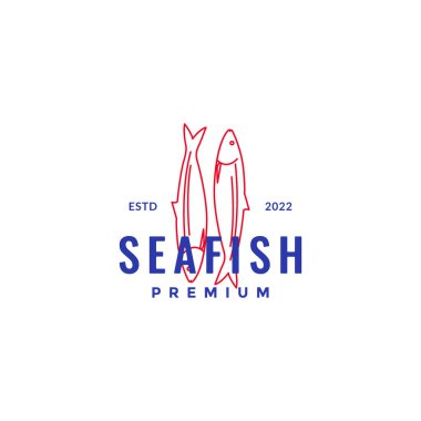 sea fish tuna line art hipster logo design clipart