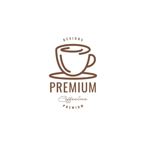 Dryck Kopp Kaffe Glas Linjer Minimalistisk Logotyp Design — Stock vektor