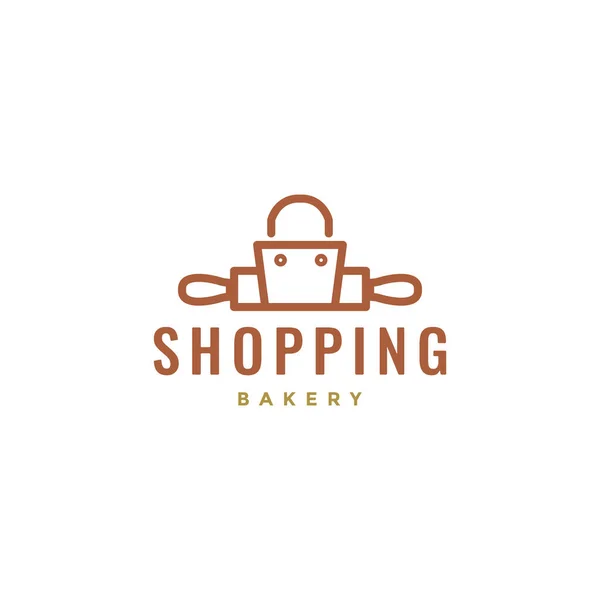 Τσάντα Αγορών Πλάστη Σχεδιασμό Λογότυπο Μαγείρεμα — Διανυσματικό Αρχείο