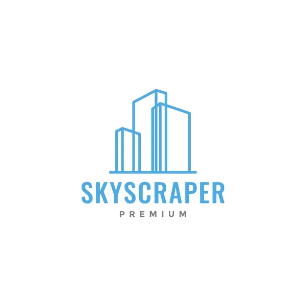 Skyscraper Building Line Modern Logo Design — Stock Vector