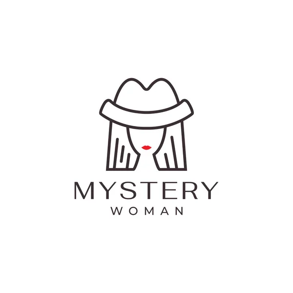 Mystery Face Women Beauty Hat Modern Logo Design — Stock Vector