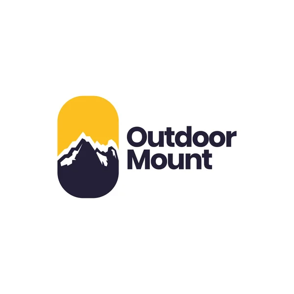 Открытая Гора Современным Дизайном Логотипа Закате — стоковый вектор