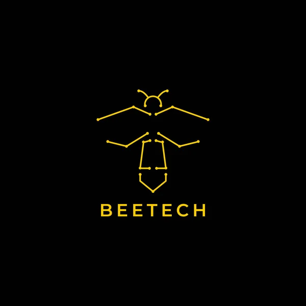 昆虫蜂线技术现代标志设计 — 图库矢量图片