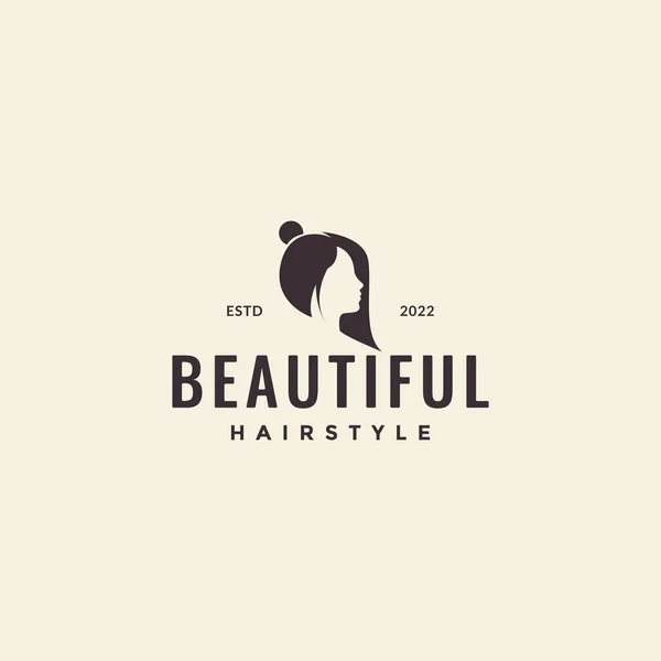 Frauen Schönheit Gesicht Langhaarkultur Logo Design — Stockvektor