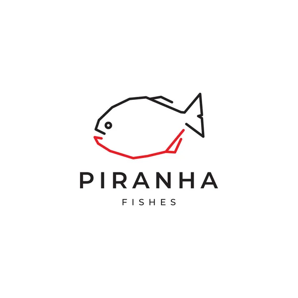 stock vector fish piranha minimal lines logo design 