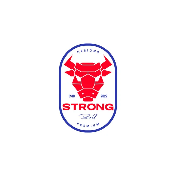 Hlava Býk Hovězí Polygonální Odznak Vintage Logo Design — Stockový vektor