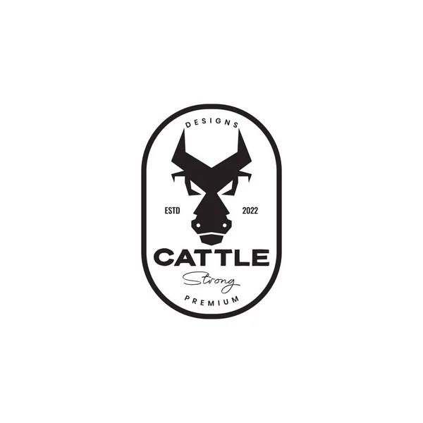 Kopf Rinder Vieh Tier Horn Abzeichen Vintage Logo Design Vektor — Stockvektor