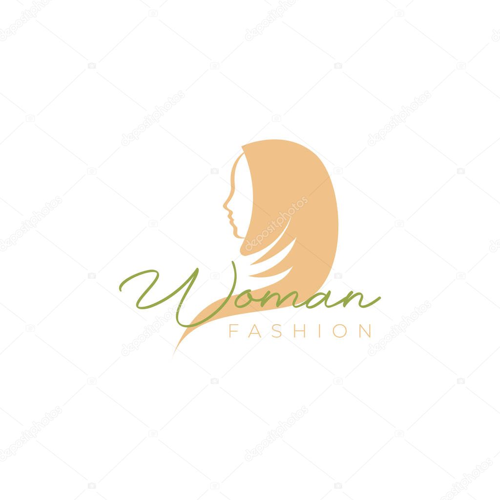 Beauty women hijab muslim feminine logo design vector