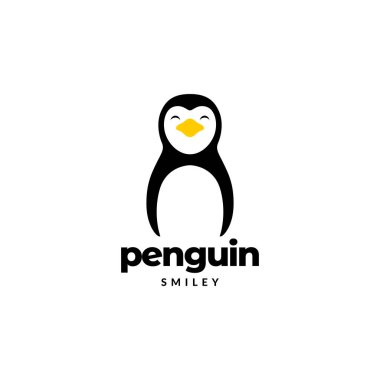 little penguin colored smile cute mascot modern logo design vector clipart