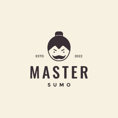 Müdür Sumo maskot sevimli çizgi film hipster logo tasarım vektörü