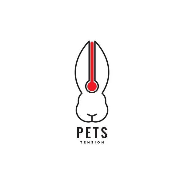 Rabbit Pets Temperature Health Logo Design Vector — Stock Vector