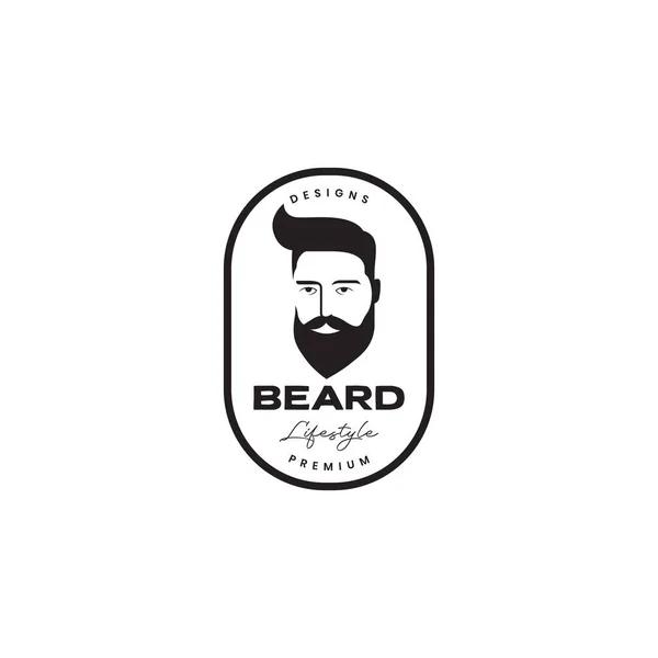 stock vector good bearded man hairstyle badge vintage logo design vector