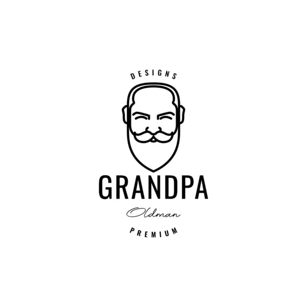 Visage Sourire Vieil Homme Grand Père Minimaliste Logo Design Vecteur — Image vectorielle