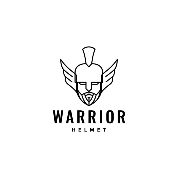 Válečná Helma Křídly Minimalistický Logo Design Vektor — Stockový vektor
