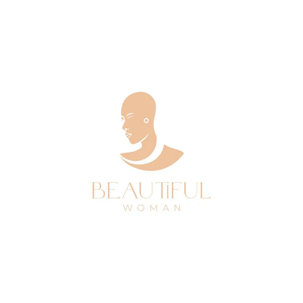 Bald Women Beauty Minimalist Modern Logo Design Vector — Stock Vector