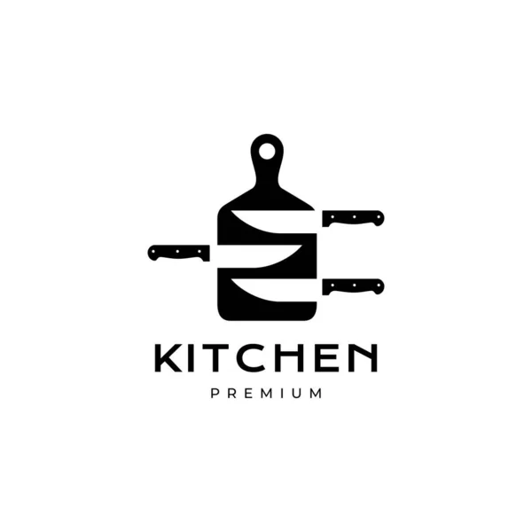 Tabla Cortar Con Cuchillo Cocina Moderno Logo Diseño Vector — Archivo Imágenes Vectoriales