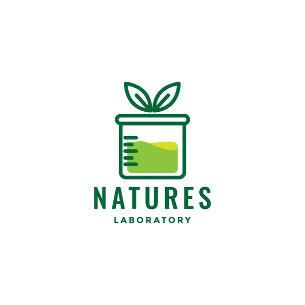 Labor Laborglas Mit Blatt Grün Abstrakt Logo Design Vektor — Stockvektor