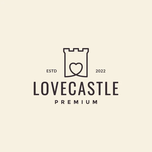 Замок Вектором Дизайна Логотипа Хипстерской Любовной Линии — стоковый вектор