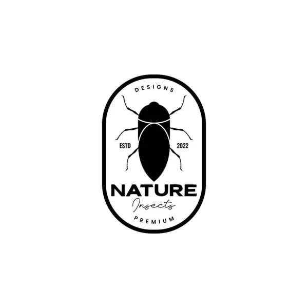 Příroda Hmyz Odznak Vintage Logo Design Vektor — Stockový vektor