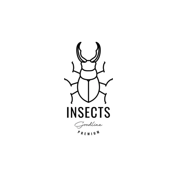 Insecto Escarabajo Línea Minimalista Mascota Logo Diseño Vector — Vector de stock