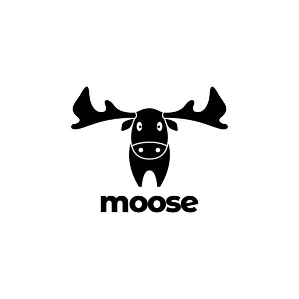 moose animal forest cute black mascot logo design vector