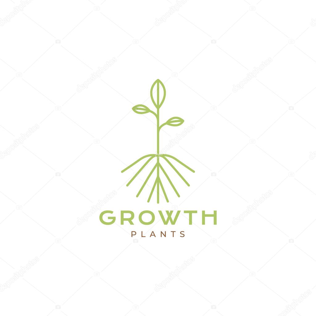 Green plant growth field farm minimalist logo design vector
